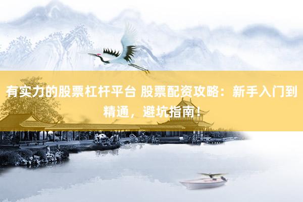 有实力的股票杠杆平台 股票配资攻略：新手入门到精通，避坑指南！