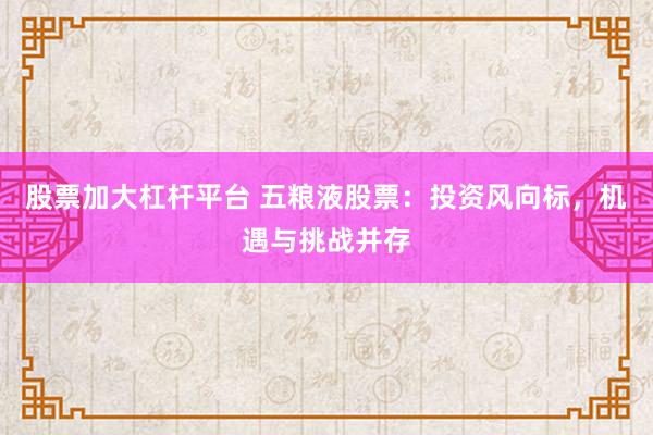 股票加大杠杆平台 五粮液股票：投资风向标，机遇与挑战并存