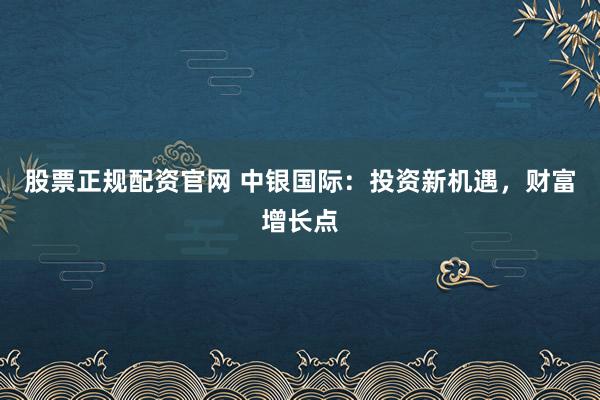 股票正规配资官网 中银国际：投资新机遇，财富增长点