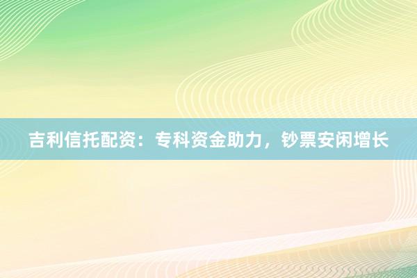 吉利信托配资：专科资金助力，钞票安闲增长