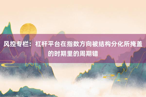 风控专栏：杠杆平台在指数方向被结构分化所掩盖的时期里的周期错