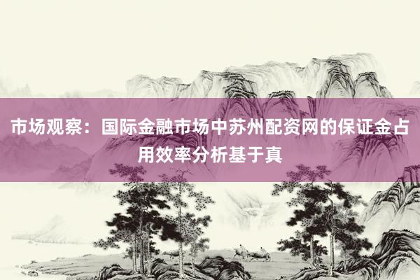 市场观察：国际金融市场中苏州配资网的保证金占用效率分析基于真