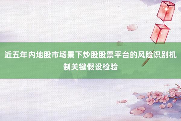 近五年内地股市场景下炒股股票平台的风险识别机制关键假设检验
