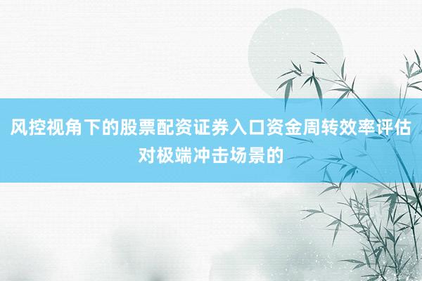风控视角下的股票配资证券入口资金周转效率评估对极端冲击场景的
