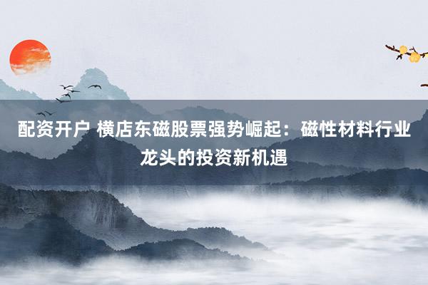 配资开户 横店东磁股票强势崛起：磁性材料行业龙头的投资新机遇