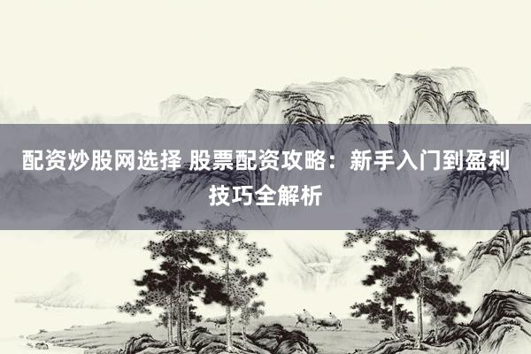 配资炒股网选择 股票配资攻略：新手入门到盈利技巧全解析