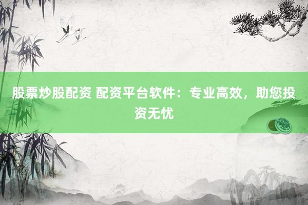 股票炒股配资 配资平台软件：专业高效，助您投资无忧